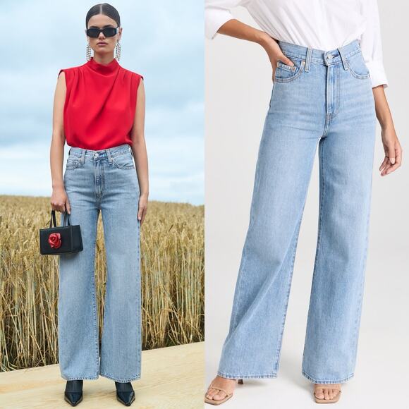Levi’s Ribcage Wide Leg Jeans 31 High Rise Light Wash Denim Pants - Picture 1 of 8